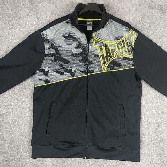 Tapout Jacket Mens XL Black Gray Camo Full Zip Track Athletic MMA Style - Picture 1 of 11